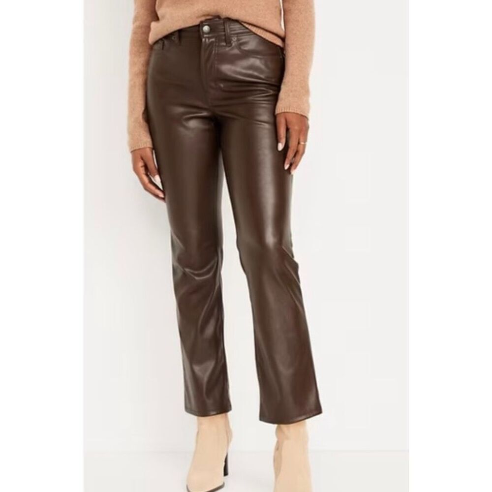 Old Navy high rise bootcut brown faux leather pants 0
